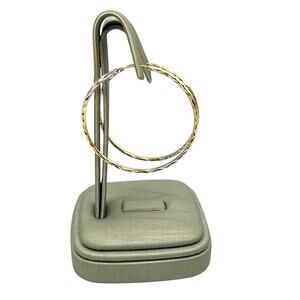 14K Tri-Tone Textured Hoop Earrings (15490)
